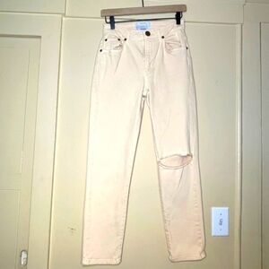 Highwaisted Cream straight leg Women Jeans